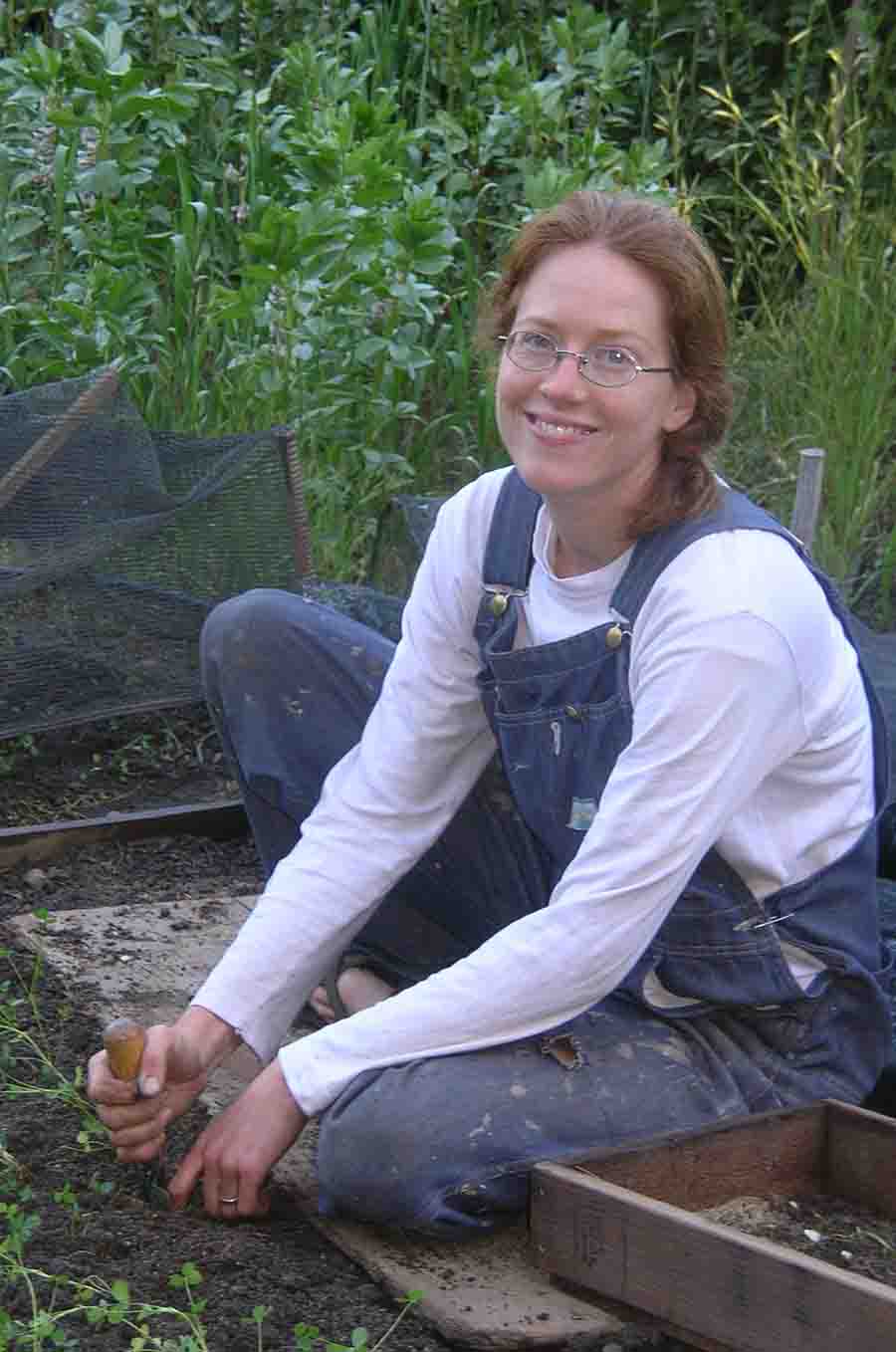 The author, working in the garden